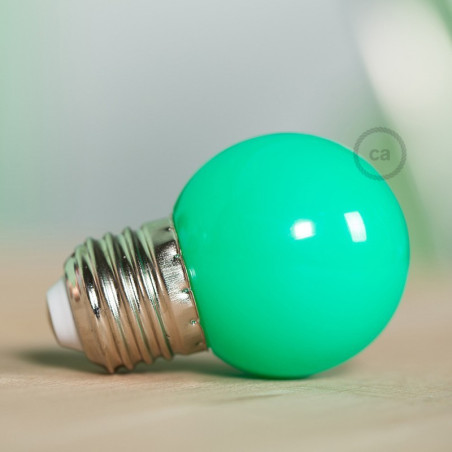 Ampoule LED décorative VERTE - E27 / 220 Volts / G45 / 1W