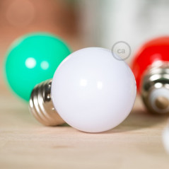 Ampoule LED décorative BLANC mat - E27 / 220 Volts / G45 / 2,2 W