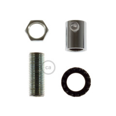 Serre-câble rond métal avec finition chrome avec tige filetée, écrou et rondelle