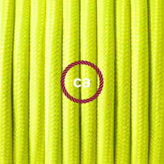 Lampe baladeuse E27 câble textile JAUNE FLUO , douille bakélite avec interrupteur intégré