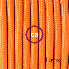 Lampe baladeuse E27 câble textile ORANGE , douille bakélite avec interrupteur intégré