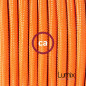 Lampe baladeuse câble textile ORANGE, douille bakélite noire  E27 avec interrupteur intégré