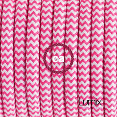 Lampe baladeuse E27 câble textile FUCHSIA ZIG ZAG , douille bakélite avec interrupteur intégré