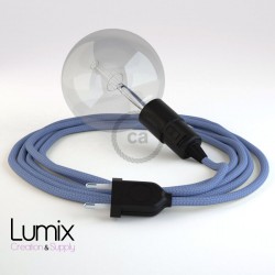 Lampe baladeuse E27 câble textile LILAS, douille bakélite avec interrupteur intégré