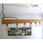 Poutre lumineuse bois de chêne massif 6 douilles 220V - 100 cm de long sur 7 x 7cm