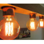 Poutre lumineuse bois de chêne massif 6 douilles 220V - 100 cm de long sur 7 x 7cm