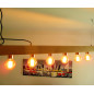 Poutre lumineuse bois de chêne massif 6 douilles 220V - 100 cm de long sur 7 x 7cm