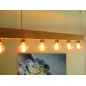 Poutre lumineuse bois de chêne massif 6 douilles 220V - 100 cm de long sur 7 x 7cm