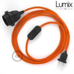 Lampe baladeuse câble textile souple orange effet soie