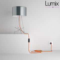Lampe baladeuse câble textile souple orange effet soie
