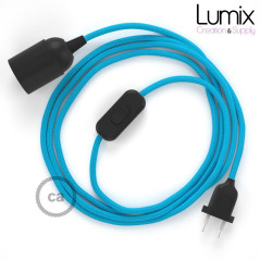 Lampe baladeuse câble textile souple Turquoise effet soie