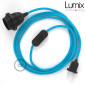 Lampe baladeuse câble textile souple Turquoise effet soie Lampe baladeuse câble textile souple Turquoise effet soie