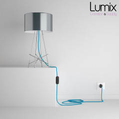 Lampe baladeuse câble textile souple Turquoise effet soie