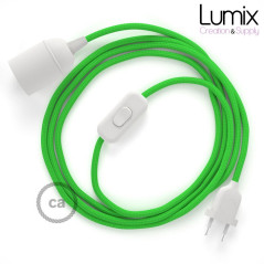 Lampe baladeuse câble textile souple Vert lime effet soie