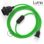 Lampe baladeuse câble textile souple Vert lime effet soie