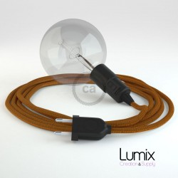 Lampe baladeuse E27 câble textile WHISKEY, douille bakélite avec interrupteur intégré