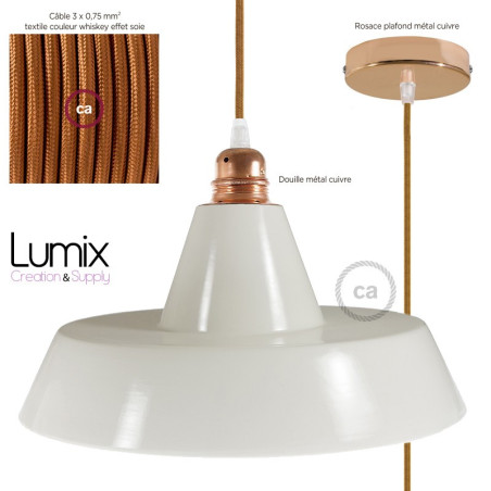 Suspension céramique blanche style industriel type gamelle