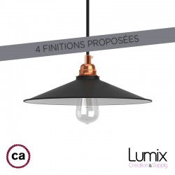 Hanging black enamelled metal lampshade to customize - Industrial style