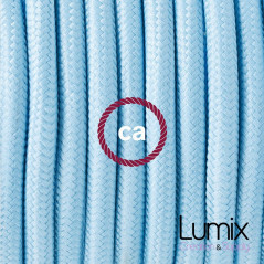 Lampe baladeuse E27 câble textile BLEU AZUR , douille bakélite avec interrupteur intégré