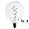 Ampoule Transparente LED - Globe G125 Filament courbe avec Spirale 5W E27 Dimmable 2200K