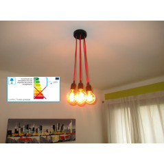Suspension grappe 7 douilles E27 - douille bakélite ou thermoplastique lisse ou à bague