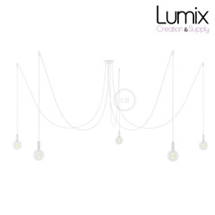 Suspension multiple OCTOPUS 5 Métal - câble textile extra-souple BLANC