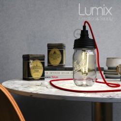 Lampe bocal Mason Jar à poser - 2m50 de câble avec interrupteur bipolaire
