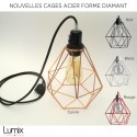 Pendant Plug-in lamps cage metal XXL diamond