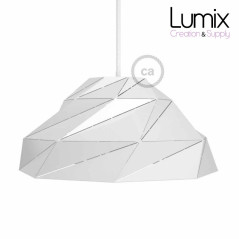 Suspension Polygon Art en métal blanc opaque douille E27