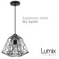 Suspension Sky Apollo grande cage en métal noir - douille E27