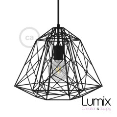 Suspension Sky Apollo grande cage en métal noir - douille E27