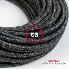 Câble lin anthracite pour lampe en suspension 