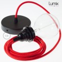 Single suspension 1 socket outlet for lampshade - red textile cable