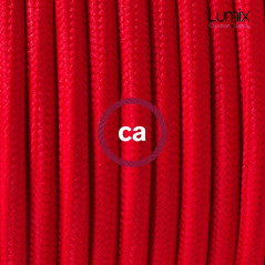 Suspension simple 1 sortie pour abat-jour - câble textile rouge
