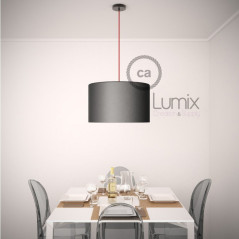 Suspension simple 1 sortie pour abat-jour - câble textile rouge