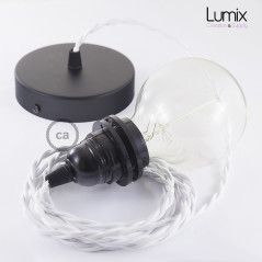 Suspension simple 1 sortie pour abat-jour - câble textile blanc torsadé