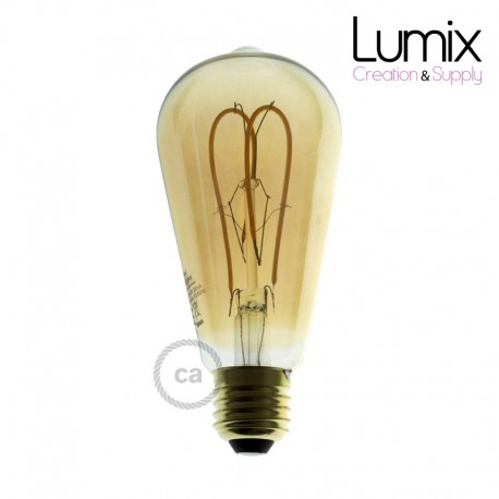 Ampoule ST64 LED double boucle - verre teinté - 5 W / 220 Volts