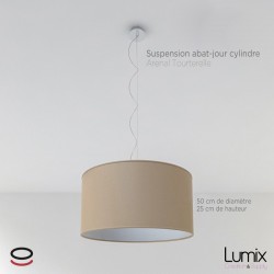 XXL cylinder lampshade suspension Arenal Tourterelle covering