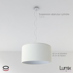 XXL cylinder lampshade suspension Sand canvas covering