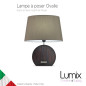 Lampe de table Ovalie, abat-jour toile et socle Noyer Lampe de table Ovalie, abat-jour toile et socle Noyer