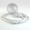 Tragbare Lampe mit weißem Textilkabel, thermoplastische Fassung mit integriertem Schalter