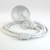 Lampe baladeuse E27 câble textile BLANC, douille thermoplastique avec interrupteur intégré