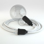 Lampe baladeuse câble textile BLANC, douille thermoplastique avec interrupteur intégré