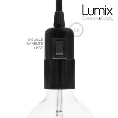 Douille noire lisse avec inter pour lampe baladeuse