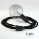Lampe baladeuse E27 câble textile NOIR, douille thermoplastique avec interrupteur intégré