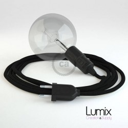 Lampe baladeuse câble textile NOIR, douille thermoplastique avec interrupteur intégré