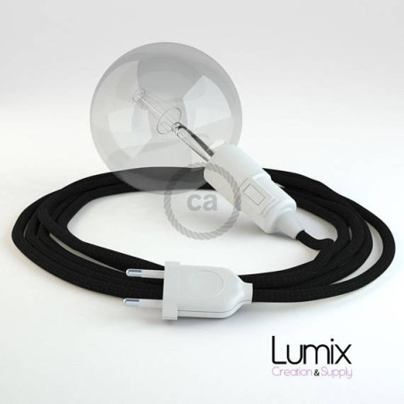 Lampe baladeuse câble textile NOIR, douille thermoplastique avec interrupteur intégré