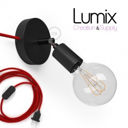 Lampe plafonnier ou en applique à brancher sur prise de courant - câble textile rouge