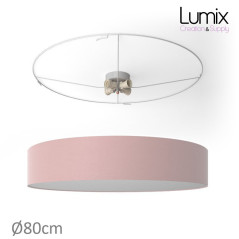Plafonnier rond revêtement toile rose - diam 40/50/80 cm