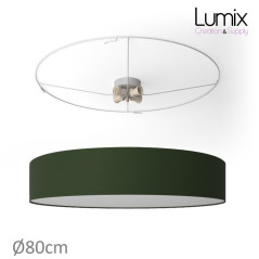 Plafonnier rond revêtement toile Vert foncé - diam 40/50/80 cm